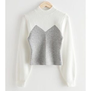 ISO: Color Block Mock Neck Sweater